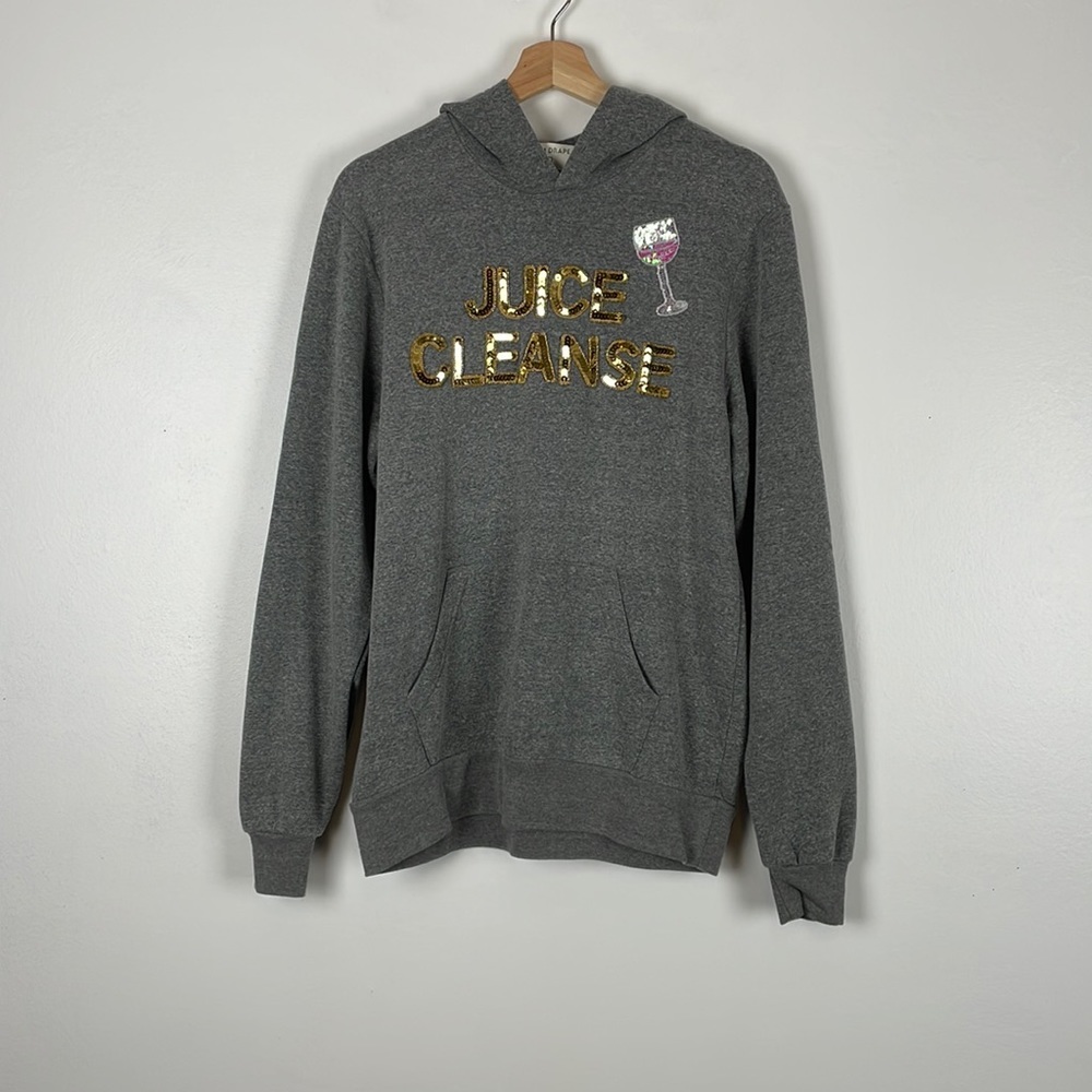 Bow & Drape Juice Cleanse long sleeve kangaroo pocket pullover hoodie Size M